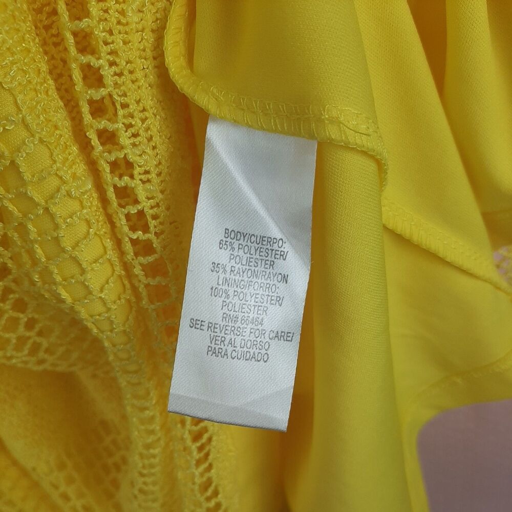 Sandra Darren Women Yellow Sleeveless Stretch Crochet Dress Lined Size 10 - Picture 7 of 9